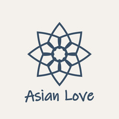 Mosaic arabic linear ornament. Vector geometric star emblem for ornamental design or logos. Asian love symbol