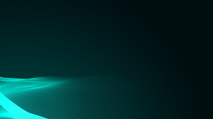 Dot green wave light screen gradient texture background. Abstract  technology big data digital background. 3d rendering.