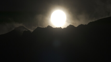 Snow and Wind on mountain peaks, Lone Pine Desert, California