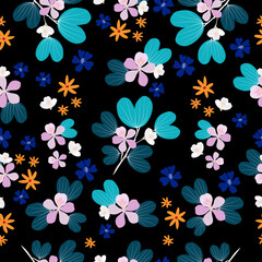 Fototapeta na wymiar Cute elegant vintage flowers seamless pattern background 