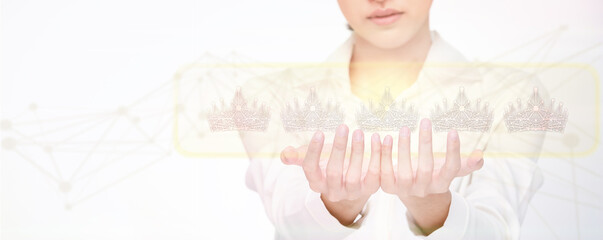 Naklejka premium All review and comment Score is in Pageant lover hand as digital online via internet. Miss Beauty Pageant Queen Contest get Gold five star Vote Rating and satisfy Diamond Crown