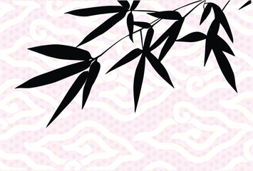 Bamboo leaf composition in design. Vector romantic landscape with bamboo trees on a white and gray background, and various attractive colors make an exclusive design