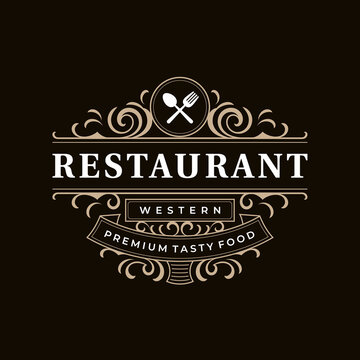 Restaurant vintage retro decorative western ornamental luxury logo