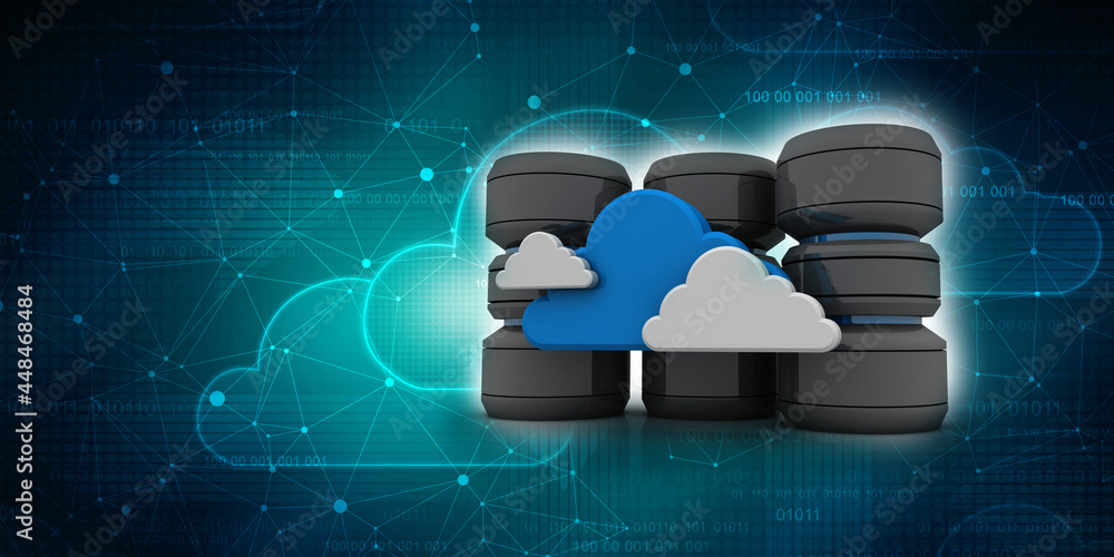 Poster 3d rendering database storage data base