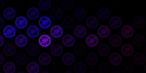 Fototapeta na wymiar Dark Purple vector pattern with coronavirus elements.