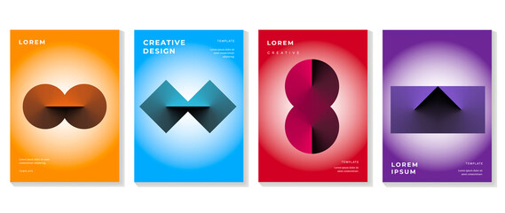 Fluid gradient background. Minimalist posters, cover, wall arts with colorful geometric shapes and liquid color. Modern wallpaper design for presentation, home decoration.  website and banner