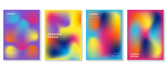 Fluid gradient background. Minimalist posters, cover, wall arts with colorful geometric shapes and liquid color. Modern wallpaper design for presentation, home decoration.  website and banner