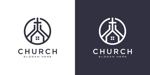 church christian logo design vector