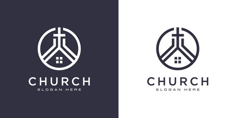 church christian logo design vector