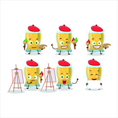 Artistic Artist of glass of cider cartoon character painting with a brush. Vector illustration