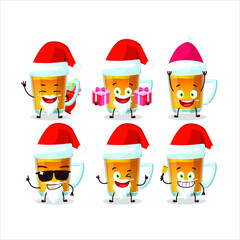 Santa Claus emoticons with glass of tea cartoon character. Vector illustration