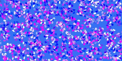 Light pink, blue vector pattern with abstract shapes.