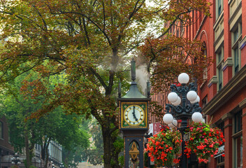 Gastown steam clock, Vancouver city, British Columbia, Canada.