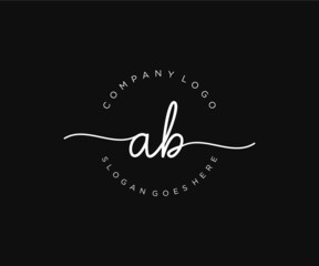initial AB Feminine logo beauty monogram and elegant logo design, handwriting logo of initial signature, wedding, fashion, floral and botanical with creative template.