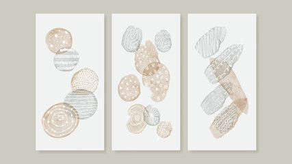 Abstract art background vector. Minimal hand painted watercolor and line art illustration.  Design for wall decoration, wall arts, cover, postcards, brochure. 