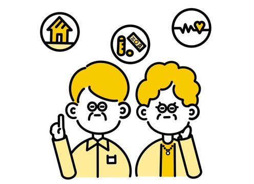 シンプルで可愛いシニア世代夫婦アイコン（将来について悩む）