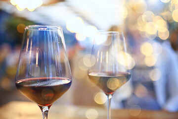 red wine glass restaurant, background bar wine tasting