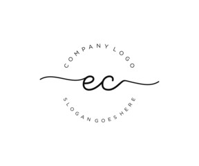 initial EC Feminine logo beauty monogram and elegant logo design, handwriting logo of initial signature, wedding, fashion, floral and botanical with creative template.