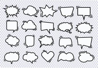 PrintComic Bubble Speech Balloons Speech Cartoon Vector black and white colour