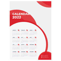 Red Circle One Page Wall Calendar 2022