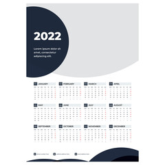 Black Circle One Page Wall Calendar 2022
