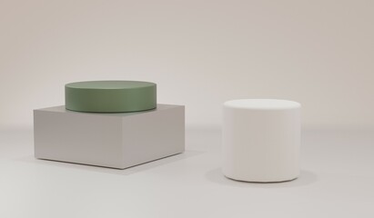 3d rendering, realistic 3d illustration. Minimalist blank scene with squares, modern graphic design, stands and empty walls