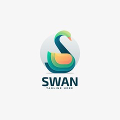 Obraz premium Vector Logo Illustration Swan Gradient Colorful Style.