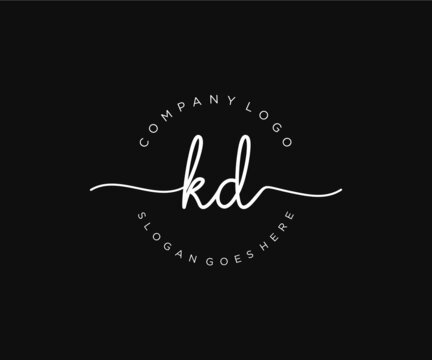 initial KD Feminine logo beauty monogram and elegant logo design, handwriting logo of initial signature, wedding, fashion, floral and botanical with creative template.