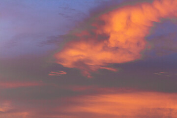 Colorful dramatic sky at sunset with pasted clouds late at night