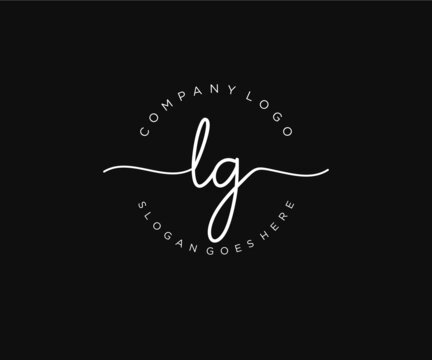 initial LG Feminine logo beauty monogram and elegant logo design, handwriting logo of initial signature, wedding, fashion, floral and botanical with creative template.