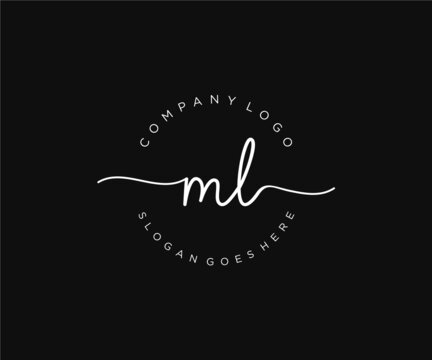 initial ML Feminine logo beauty monogram and elegant logo design, handwriting logo of initial signature, wedding, fashion, floral and botanical with creative template.