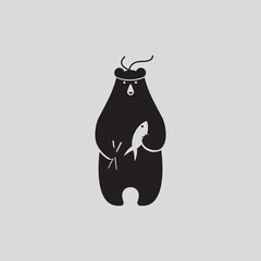 Simple Clean Minimalist Bear Logo suitable for Japanese Food,Chinese Food,Seafood,Noodle etc.