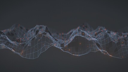 Abstract gray polygonal wireframe background 3D render