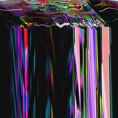 TV Glitch psychedelic Noise background Old VHS screen error Digital pixel noise abstract design Computer bug. Television signal fail. Technical problem in Grunge style - 448474457