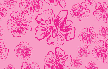 pattern with Pink flowers seamless vector