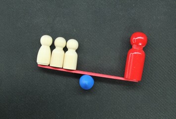 scales between leaders and workers. Business concept