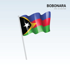 Waving flag of Bobonaro districts of Timor Leste on gray background