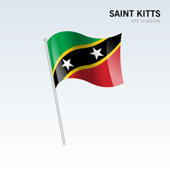 Waving flag of Saint Kitts isolated on gray background