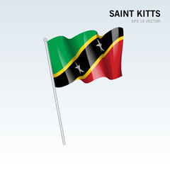Waving flag of Saint Kitts isolated on gray background