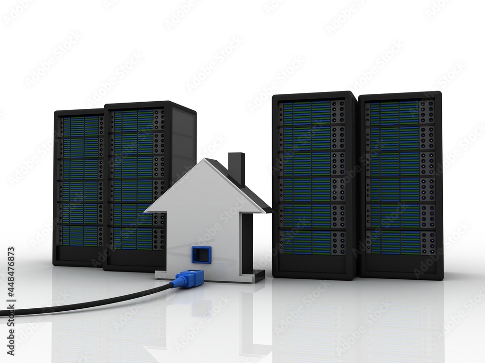 Poster 3d rendering network connection, internet communication and computer technology concept, closeup vie
