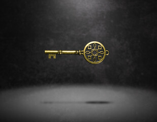 isolated vintage old golden and bronze key