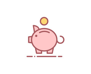 Money pig flat icon.
