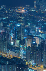 Fototapeta na wymiar Night scene of aerial view of midtown of Hong Kong City
