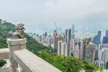 Fototapeta na wymiar Victoria harbor of Hong Kong city, viewed from the peak