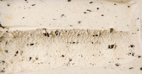 Surface ice cream Cookies and Cream, Top view Food concept, Blank for design.