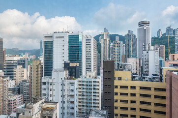 Fototapeta na wymiar Crowded high rise building in downtown of Hong Kong city