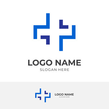 health logo design with line blue color style