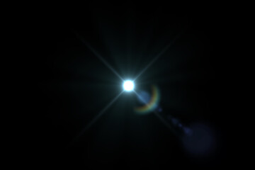 Natural, lens flare on the black background