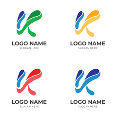 Obraz premium letter K logo design with flat colorful style