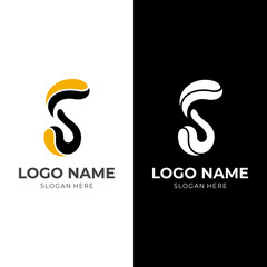 letter S logo vector with flat yellow and black color style